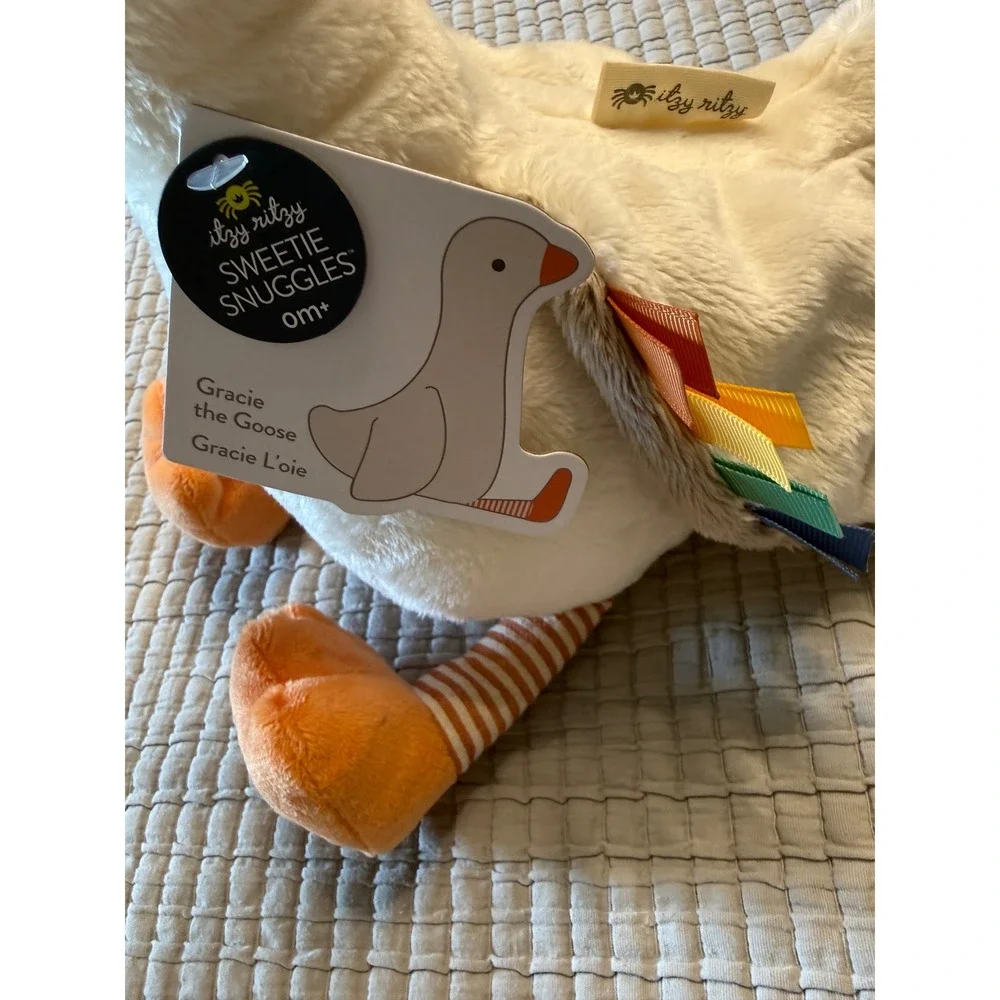 Itzy Ritzy Sweetie Snuggles Gracie the Goose White Plush Baby Sensory Toy NWT